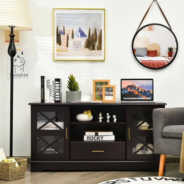 ANGELES HOME 47 in. Brown TV Stand Fits TV's up to 55 in. With-Drawer  Storage Shelves HW66-8CK-971CF - The Home Depot