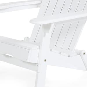 Acacia White Folding Wood Outdoor Adirondack Chair (1-Pack)