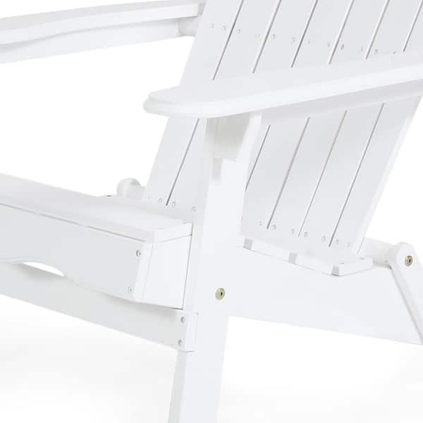 Acacia White Folding Wood Outdoor Adirondack Chair (1-Pack)