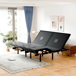 Black, King - Split, Adjustable Bed Frame with Voice Control, Dual Massage, USB Port, Under-Bed Light, Zero-Gravity Mode