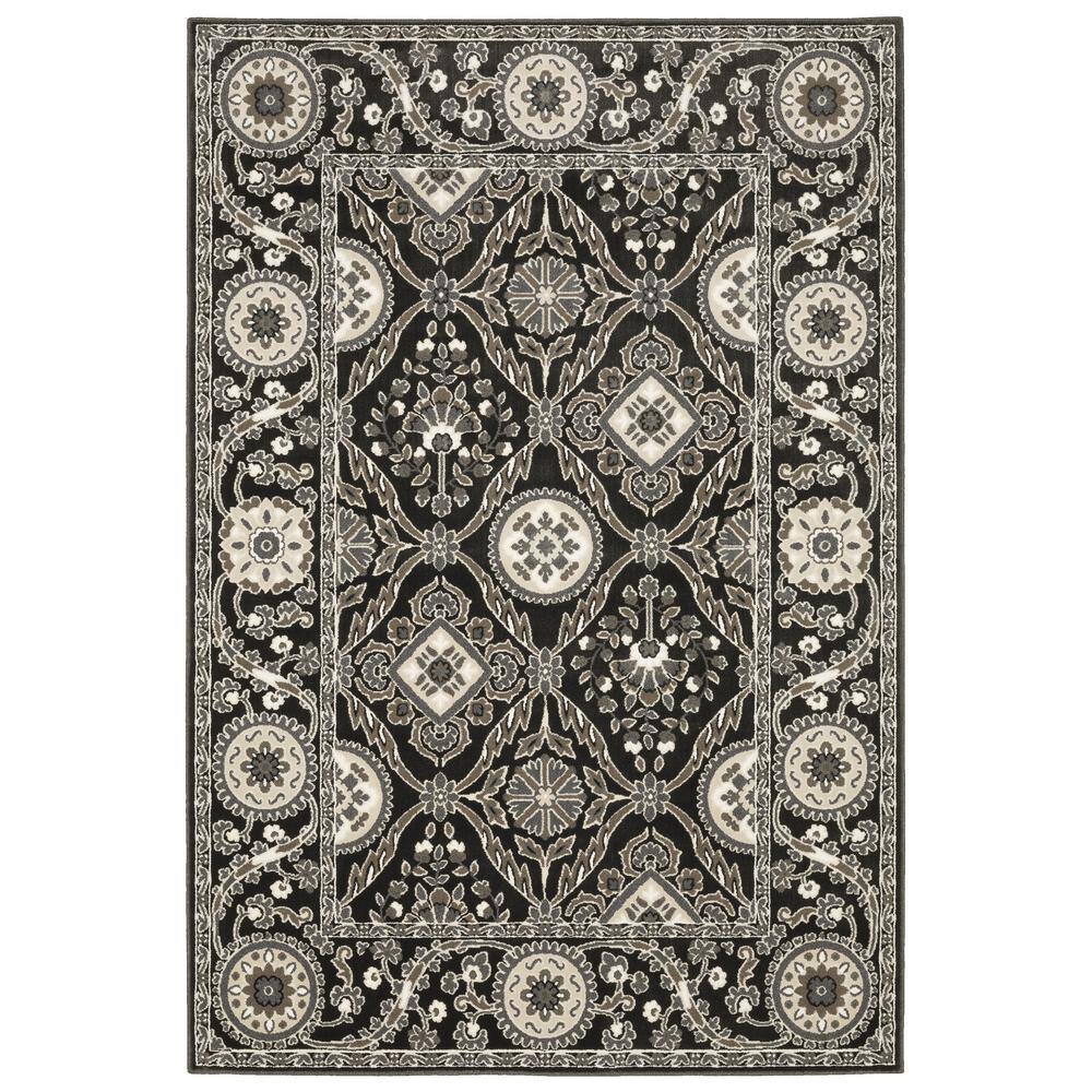 Rayder Black/Gray 7 ft. x 10 ft. Oriental Persian Trefoil Polypropylene/Polyester Indoor Area Rug price history on PriceWatchPro