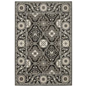 Rayder Black/Gray 10 ft. x 13 ft. Oriental Persian Trefoil Polypropylene/Polyester Indoor Area Rug