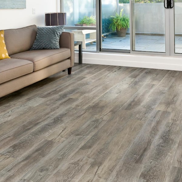 A&A Surfaces - Odin Ash 12 MIL x 7 in. W x 48 in. L Waterproof Click Lock Vinyl Plank Flooring (26.15 sq. ft./case)