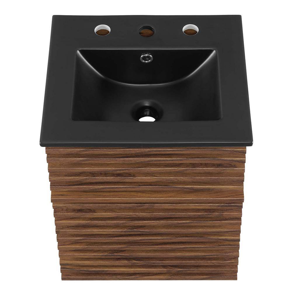 Render 18" Walnut Black Wall-Mount Bathroom Vanity with Ceramic Sink