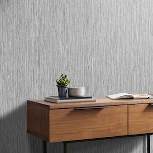 Grasscloth Texture Grey Removable Wallpaper