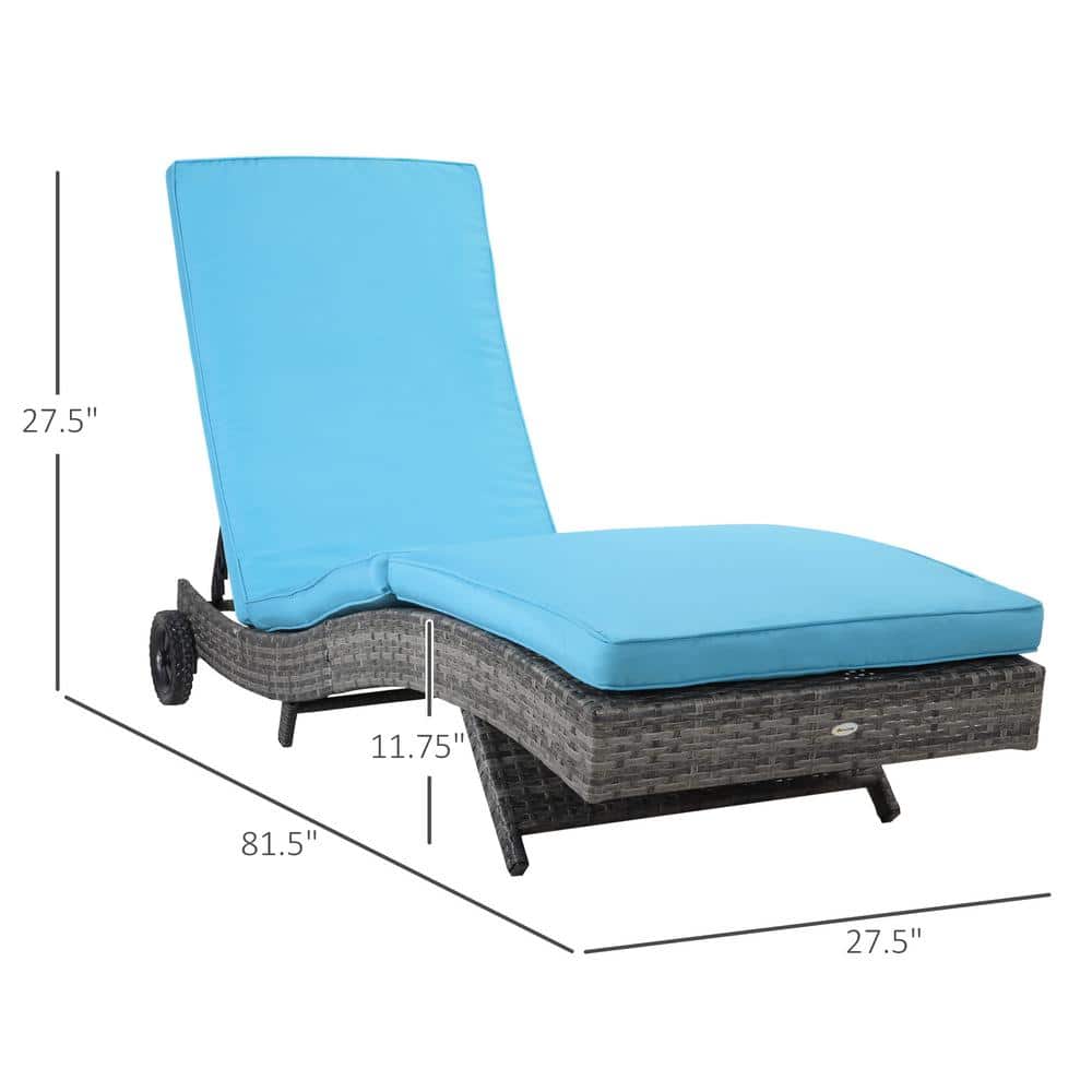 Sky Blue S-Curve Outdoor Chaise Lounge with Cushioned Comfort and Adjustable Backrest