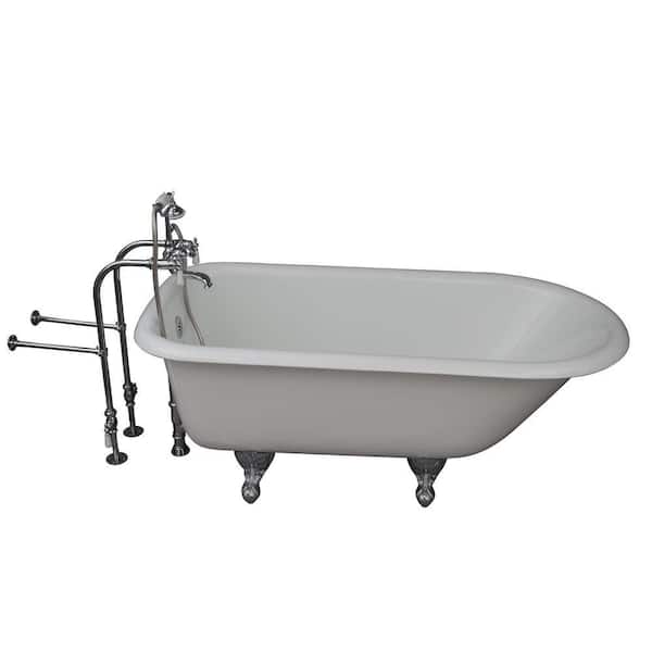Barclay Products 5 ft. Cast Iron Ball and Claw Feet Roll Top Tub in White with Polished Chrome Accessories