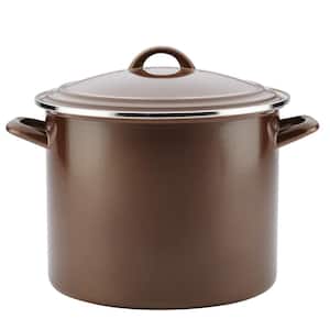 Home Collection 12 qt. Steel Nonstick Stock Pot in Brown Sugar with Lid