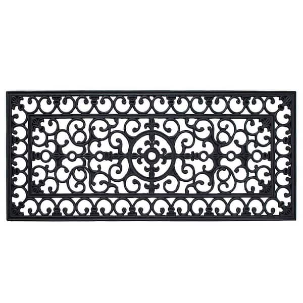 Black 41 in. x 17 in. Rubber Outdoor Door Mat