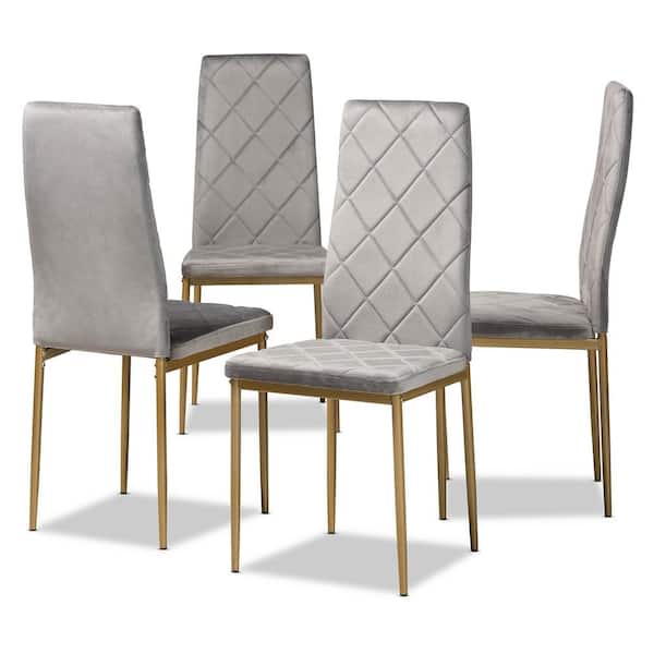 Baxton Studio Blaise Grey and Gold Dining Chair (Set of 4)
