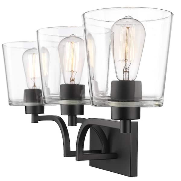 Millennium Lighting Evalon 25 in. 3-Light Matte Black Vanity Light with Clear Glass