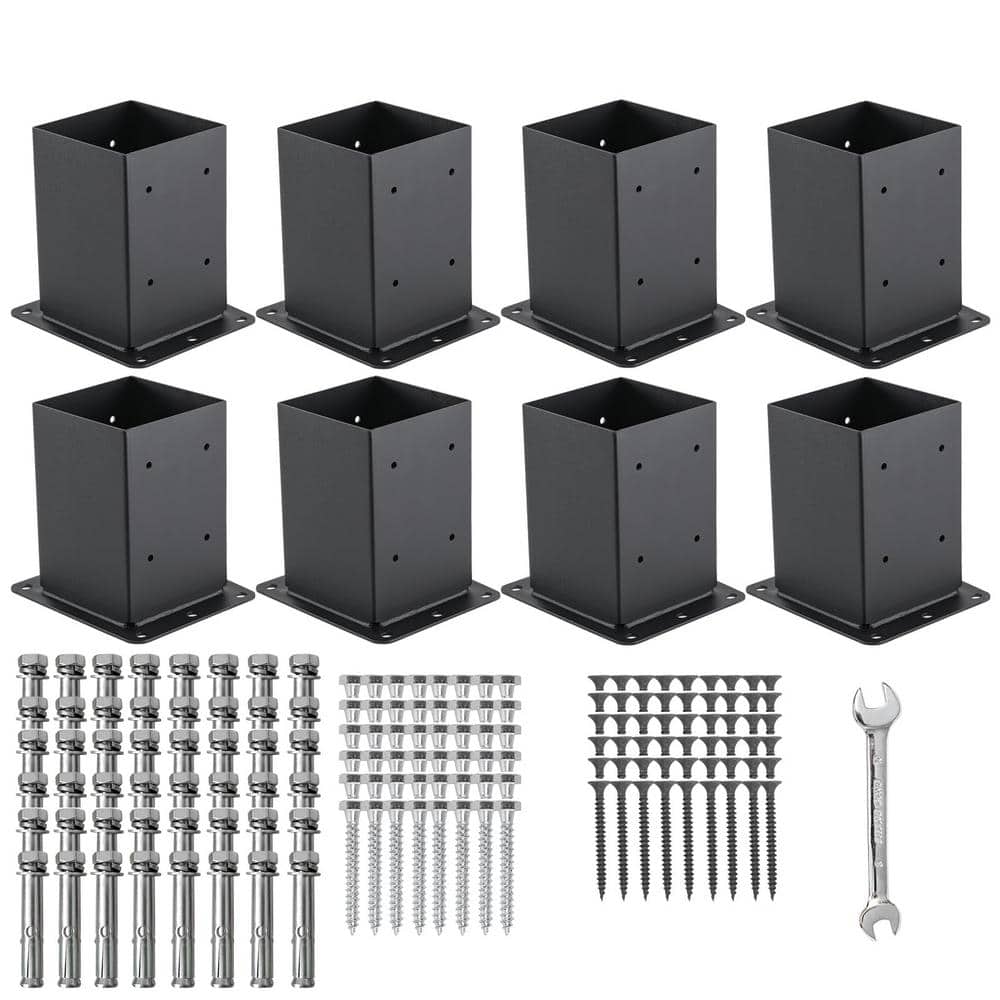 4 in. x 4 in. Steel Post Base, Deck Post Brackets for Deck Base Fence Kit M