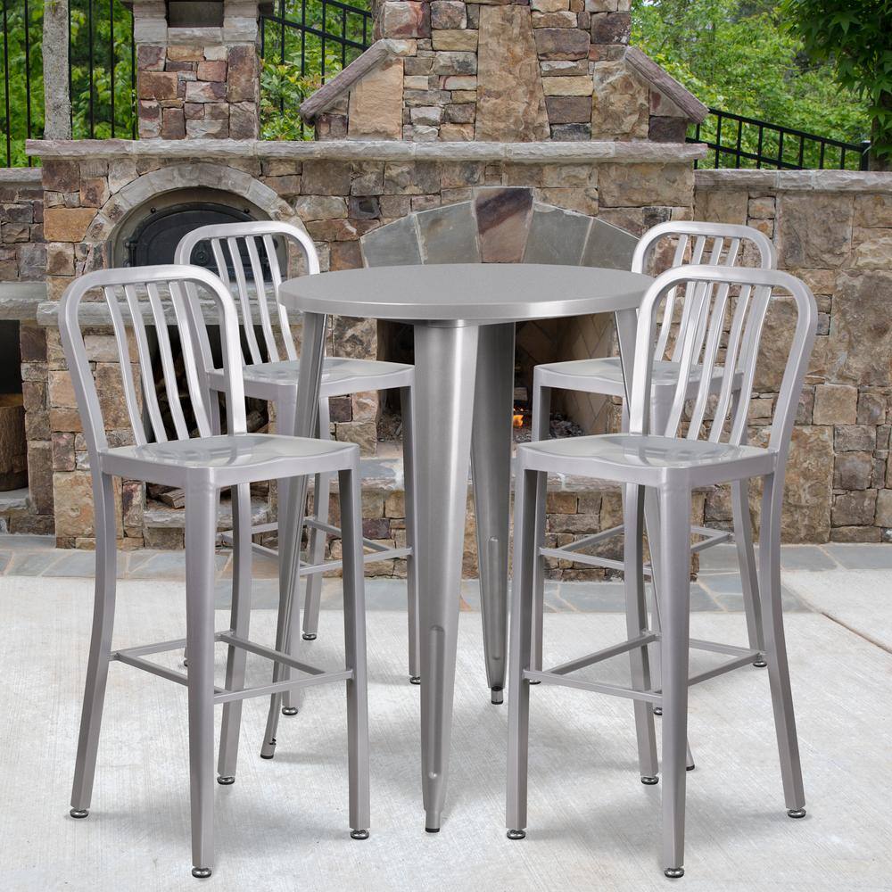 silver metal bistro set