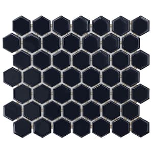 Restore Glossy Navy Hexagon 10 in. x 12 in. x 6.35 mm Glazed Ceramic Mosaic Tile (0.81 sq. ft./Each)