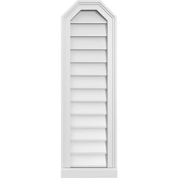 Ekena Millwork 12 in. x 38 in. Octagonal Top Surface Mount PVC Gable Vent: Decorative with Brickmould Sill Frame
