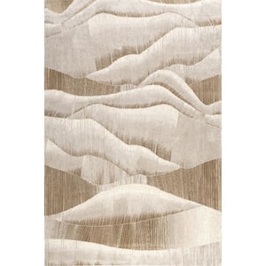 Prabal Gurung Chita Abstract Machine Washable Beige 4 ft. x 6 ft. Indoor/Outdoor Patio Rug