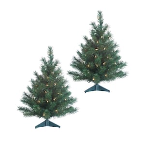 2 ft. Pre-Lit Colorado Spruce Artificial Christmas Tree with 50 UL Clear Lights Each (Set of 2)
