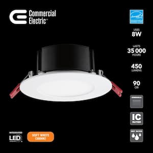 4 in. White Flush Round Wet Rated LED Integrated Recessed Lighting Kit
