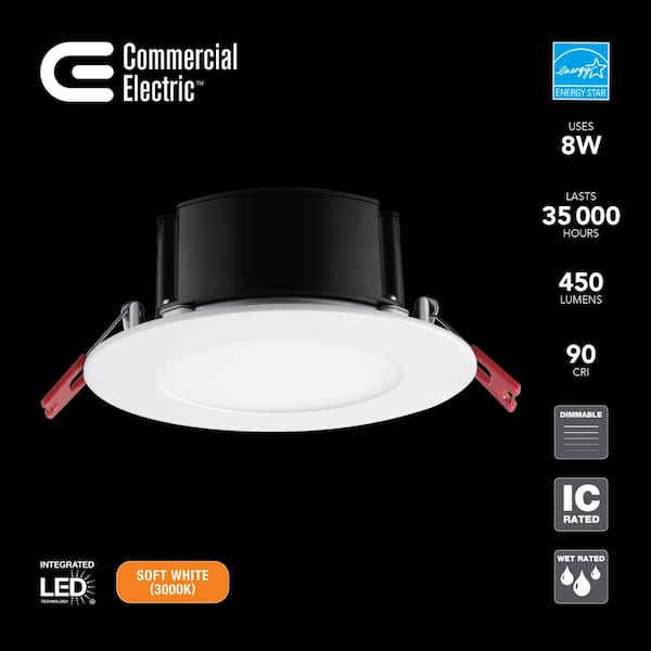 Box on Top Integrated LED 4 in Round Canless Recessed Light for Kitchen Bathroom Livingroom, White Soft White