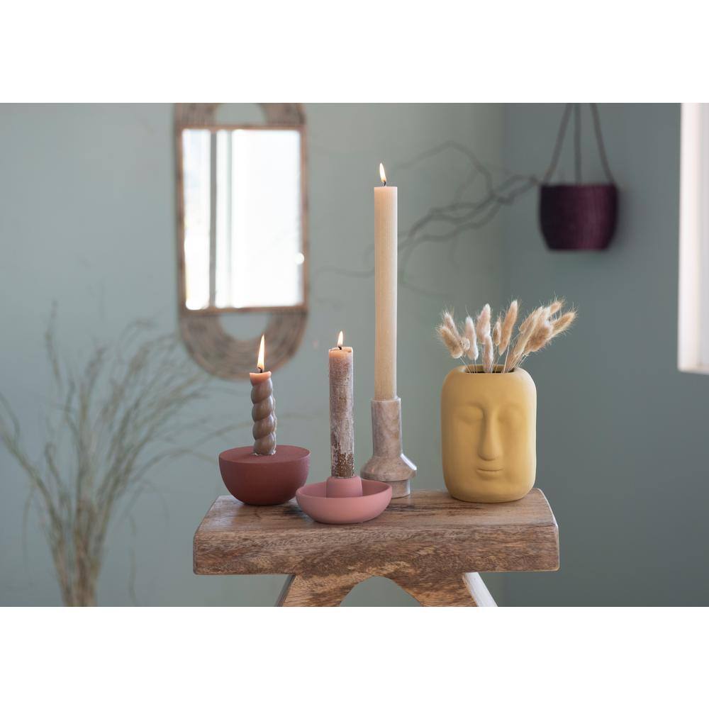 Beige Marble Taper Candle Holder, 4.5"