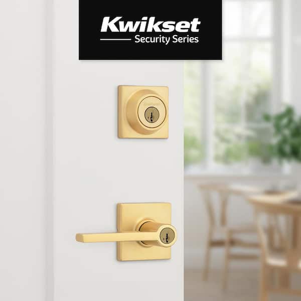 Kwikset Casey Satin Brass Square Keyed Entry Door Handle Single