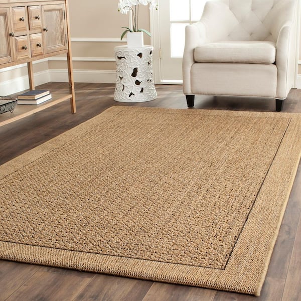 Palm Beach 10 ft. x 14 ft. Natural Speckled Border Area Rug