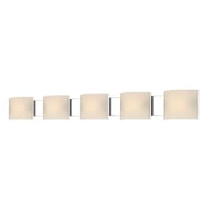 Pannelli 5-Light Chrome and Hand-Moulded White Opal Glass Vanity Light