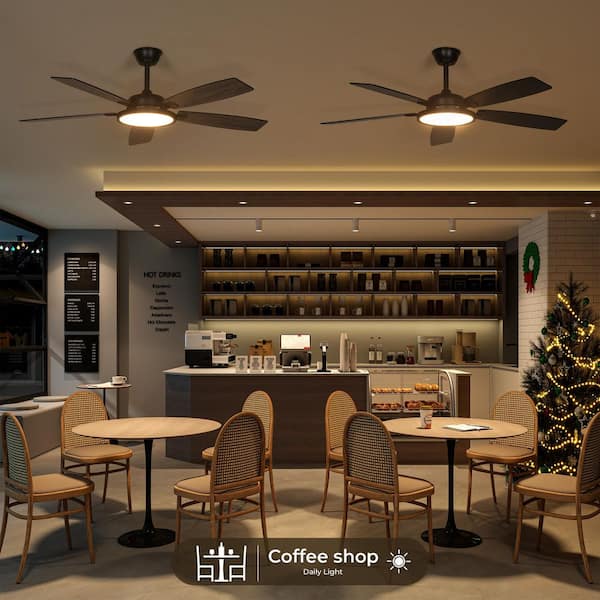 52 in. Indoor Modern Black Low Profile Propeller Flush Mount Ceiling Fan with Integrated LED with Remote for Bedroom