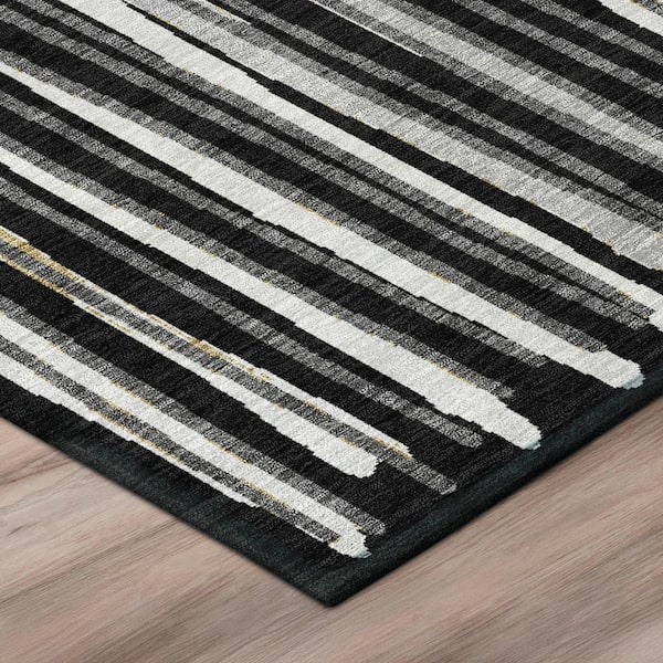 Chantille Machine Washable Indoor/Outdoor Abstract ACN3045 Black 2 ft. x 3 ft. Accent Rug