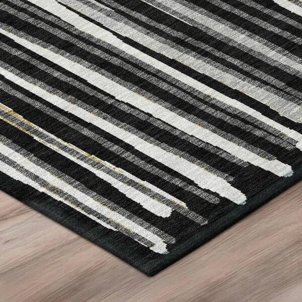 Chantille Machine Washable Indoor/Outdoor Abstract ACN3045 Black 2 ft. x 7 ft. Runner Rug