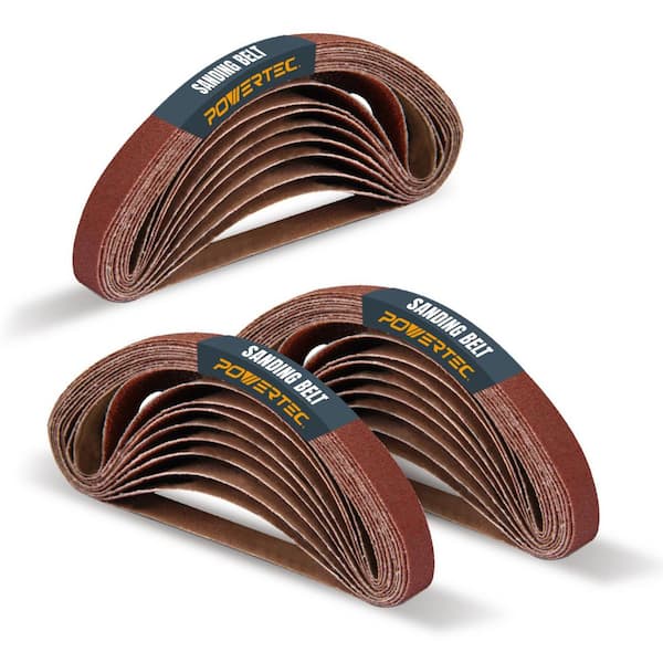 1/2 in. x 18 in. 60/80/180-Grit Aluminum Oxide Sanding Belts (60-Pack)