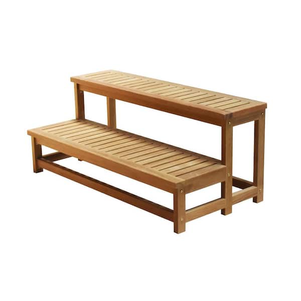 48 in. W x 19.5 in. H Hot Tub Steps in Natural Teak