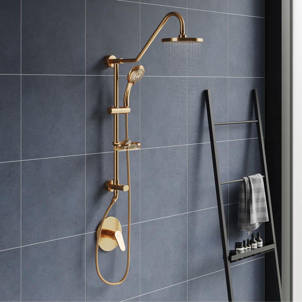 Brushed Gold Adjustable Multi-Head Rain Shower System