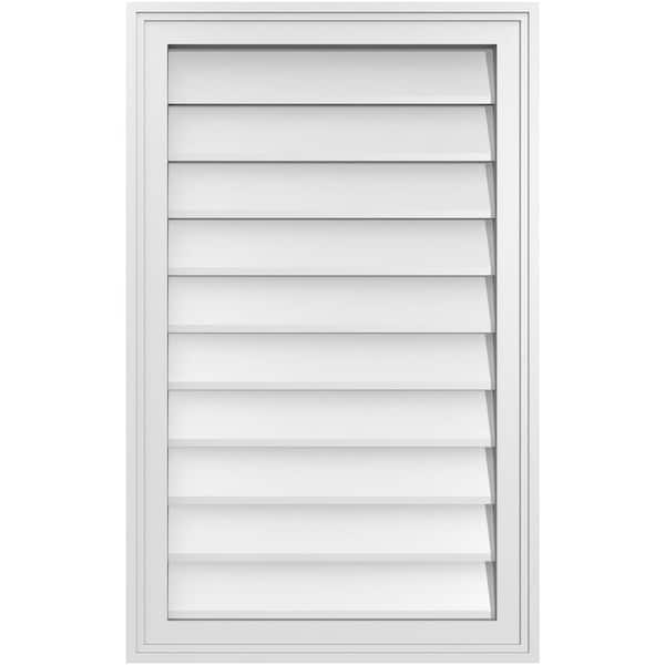 Ekena Millwork 20" x 32" Vertical Surface Mount PVC Gable Vent: Non-Functional with Brickmould Frame