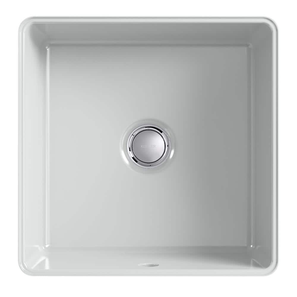 Ice Gray Ceramic Square Undermount Bathroom Sink with Overflow