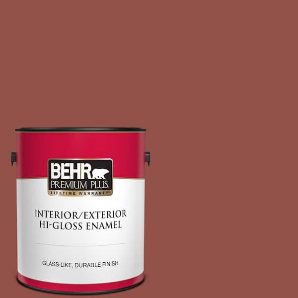 BEHR PREMIUM PLUS 1 gal. #ICC-72 Cinnabar Hi-Gloss Enamel Interior/Exterior Paint