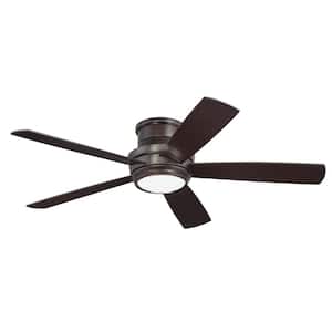 Tempo Hugger 52 in. Indoor Flushmount Oiled Bronze Finish Ceiling Fan w/LED Light Kit and Remote/Wall Control (Included)