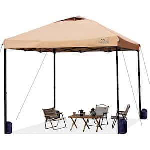 Outdoor Portable 10 ft. x 10 ft. Khaki Waterproof Pop-Up Canopy with Adjustable Legs