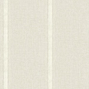 Linette Beige Fabric Stripe Matte Pre-pasted Paper Wallpaper