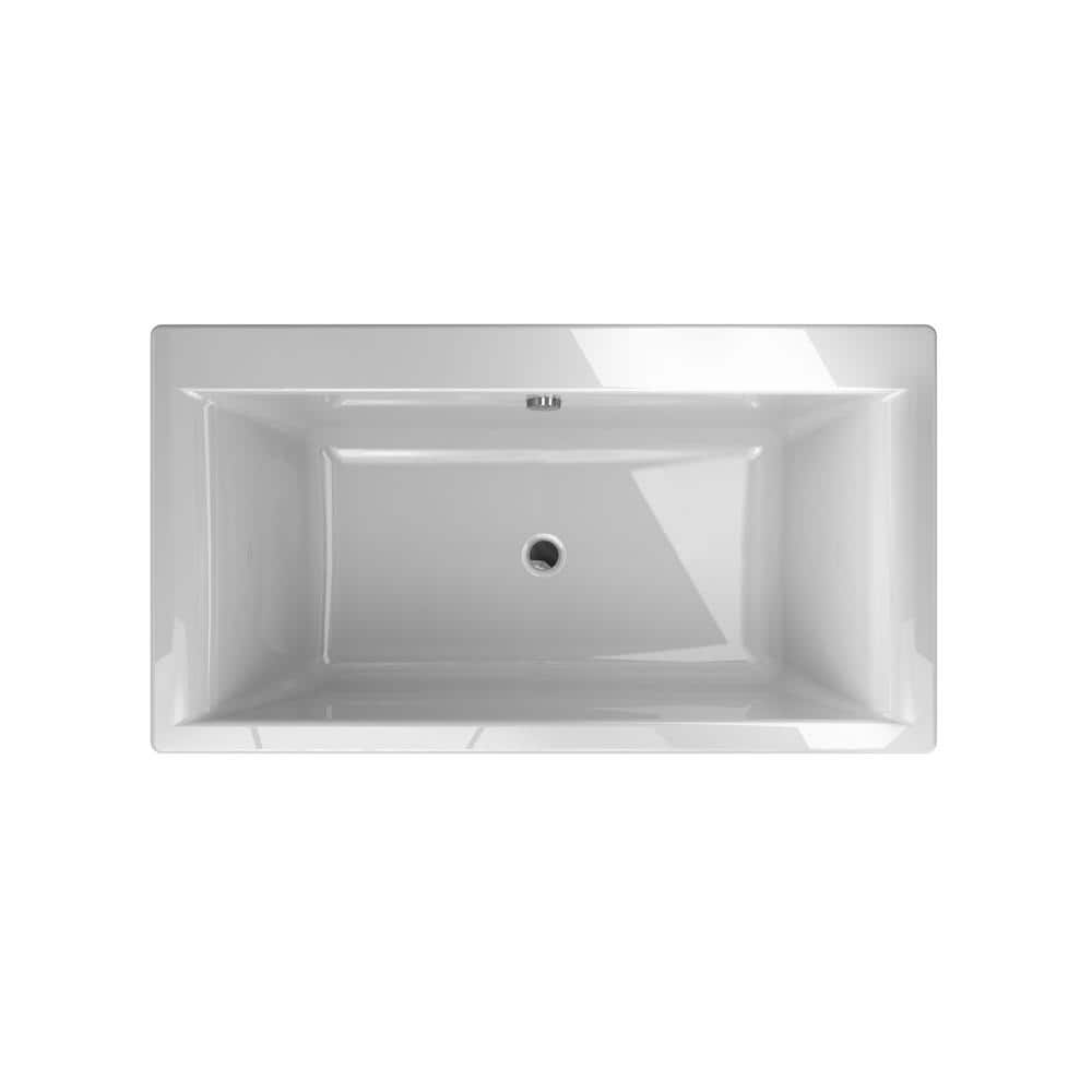 Fia 62" x 32" Freestanding White Acrylic Soaking Bathtub