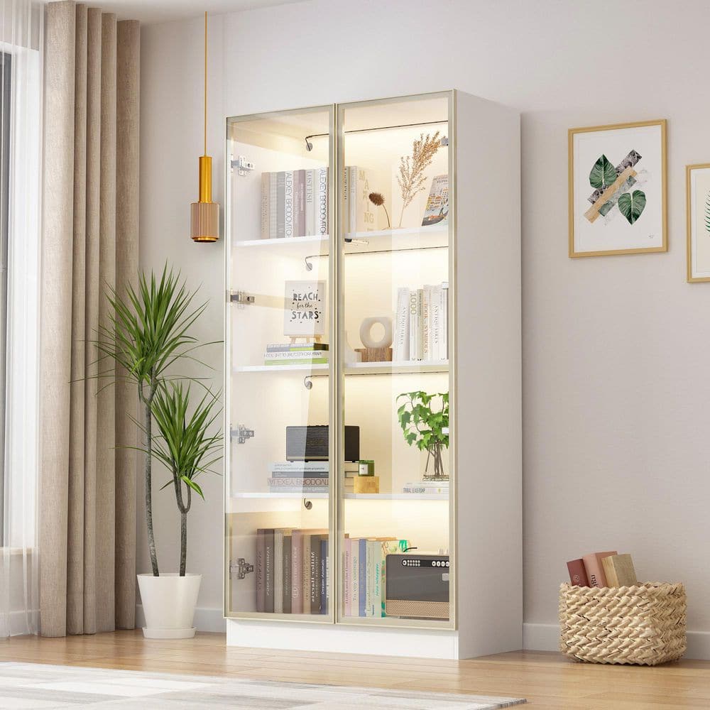 FUFU&GAGA 63 in. Tall White Wood 3-Shelf Bookcase Bookshelf With 3