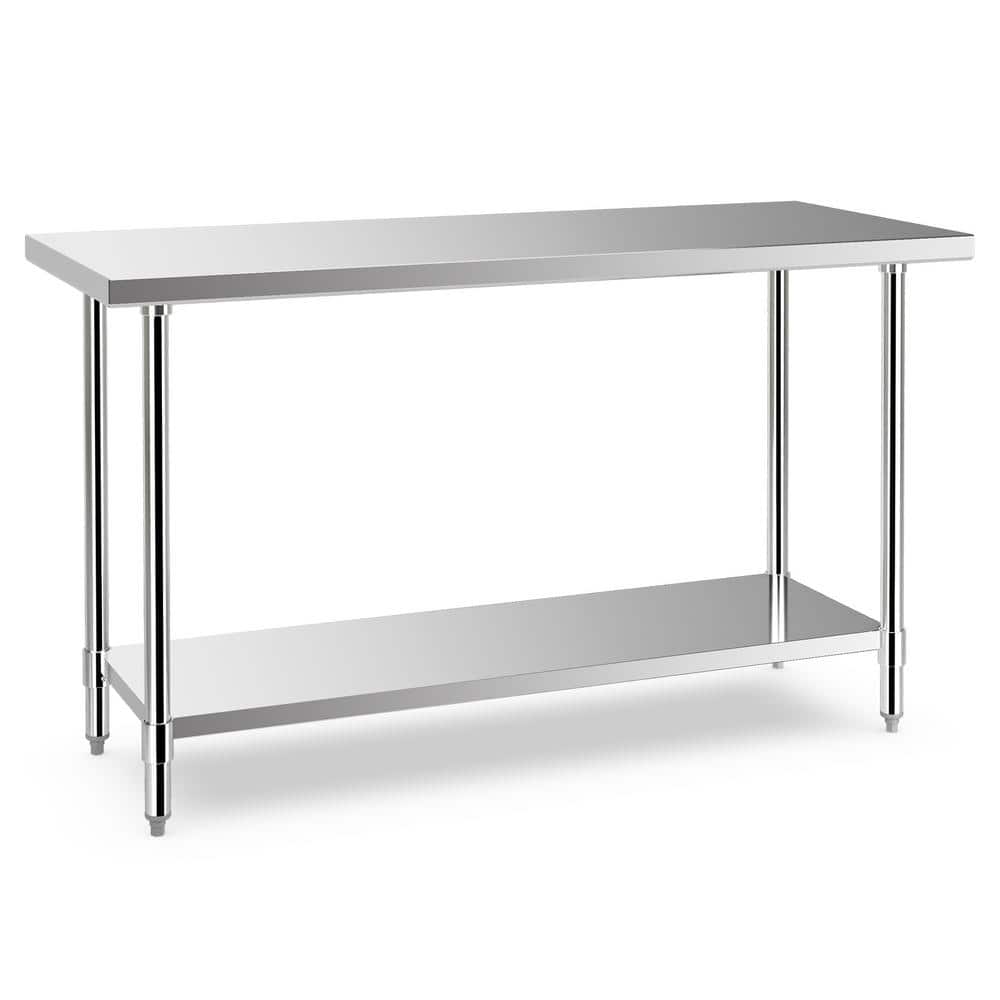 60 in. Silver Stainless Steel Kitchen Prep Table Kitchen Utility Table with