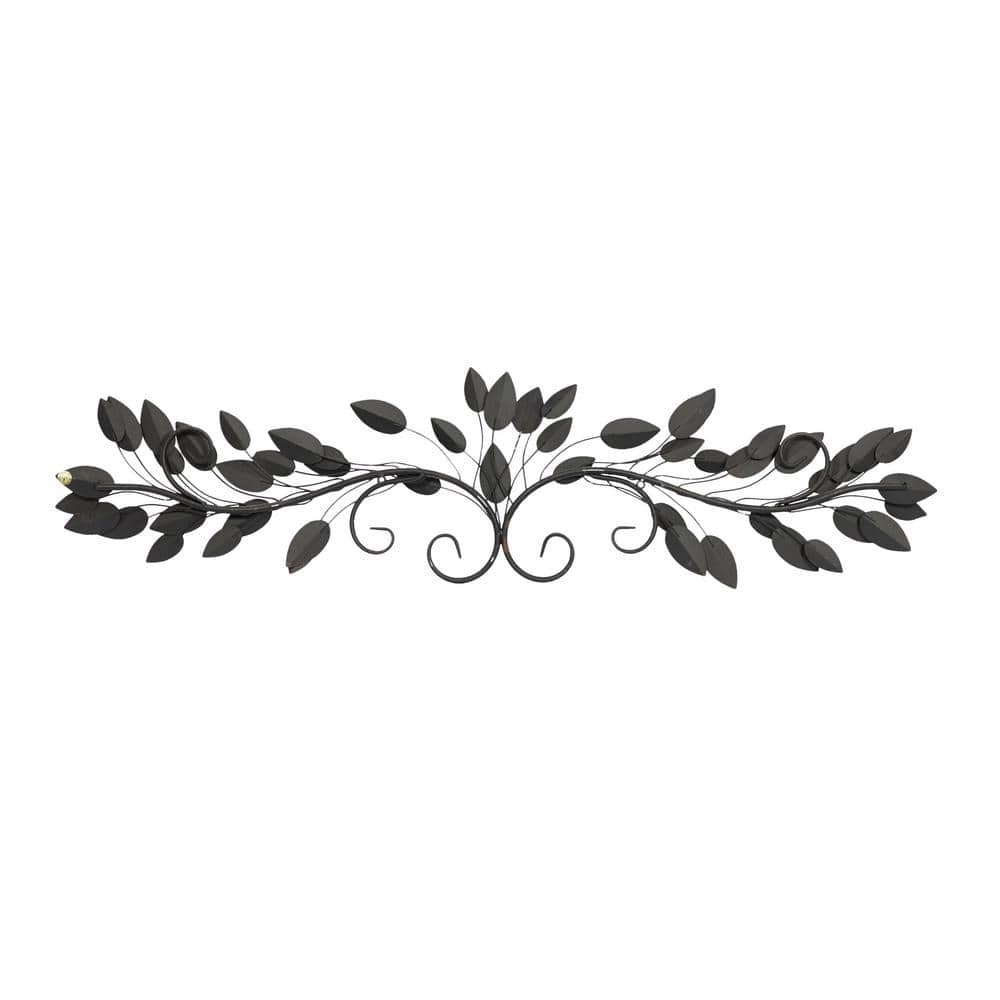 Weathered Brown and Blue Metal Leaf Wall Sculpture