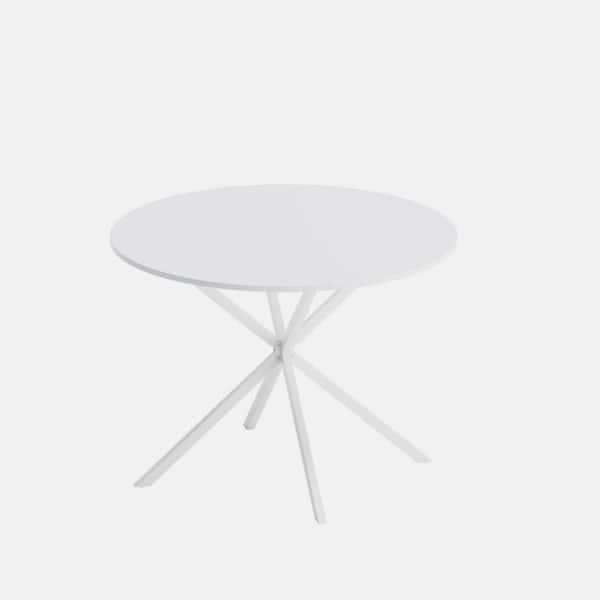 wetiny White Wood 42.13 in. Cross Legs Dining Table Seats 2 with Two Piece Removable Top