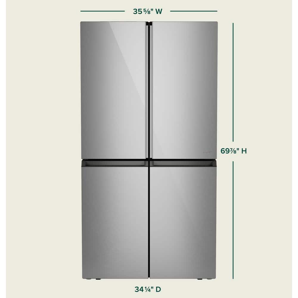 Platinum Glass 36" Smart Quad-Door Refrigerator with Ice Maker