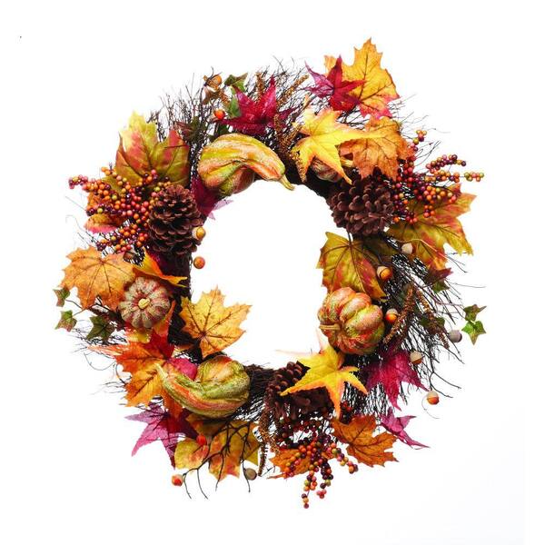 Home Decorators Collection 24 in. Diameter Fall Cornucopia Artificial Wreath