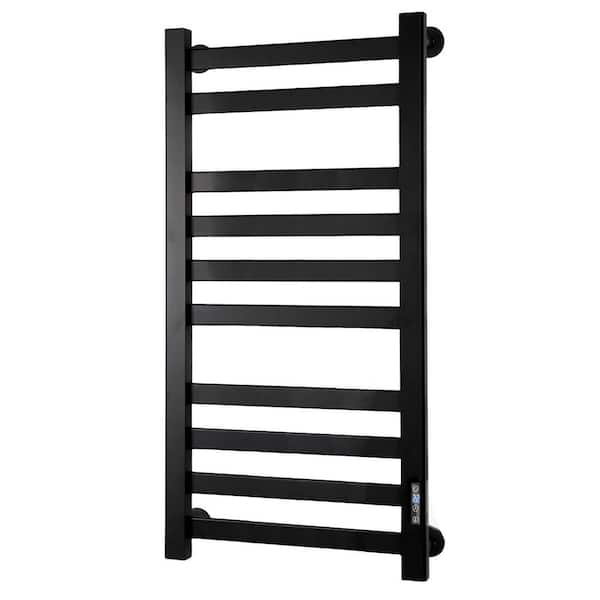 Electric Heated Towel Rack in Black with Timer and Temperature Control Bathroom Spa Shower, Number of Towel Numbers-10