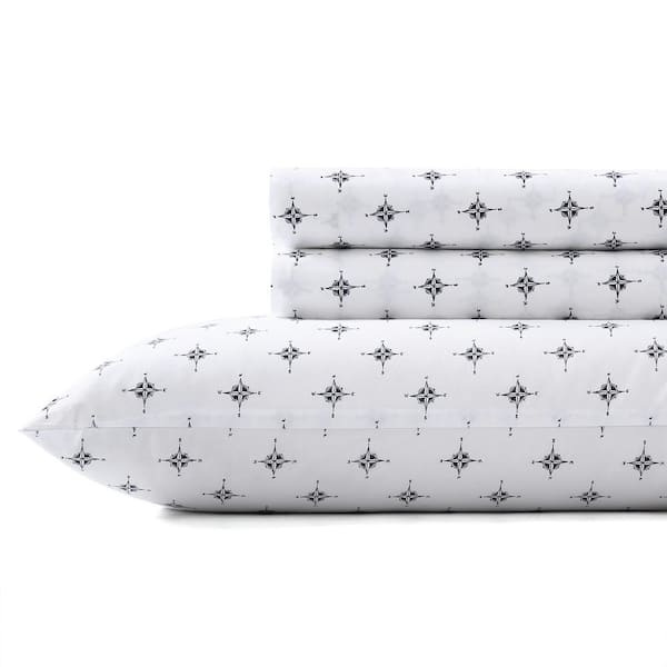 Poppy & Fritz Compass Adventures 3-Piece Navy Blue Cotton Twin Kids Sheet Set