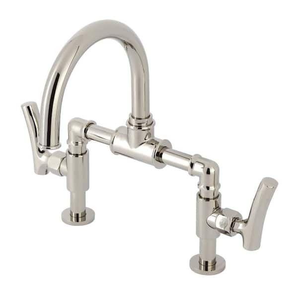 Hallerbos Deck Mount 2-Handle 8 in. Widespread Bathroom Sink Faucet with Pop-Up Drainin Polished Nickel