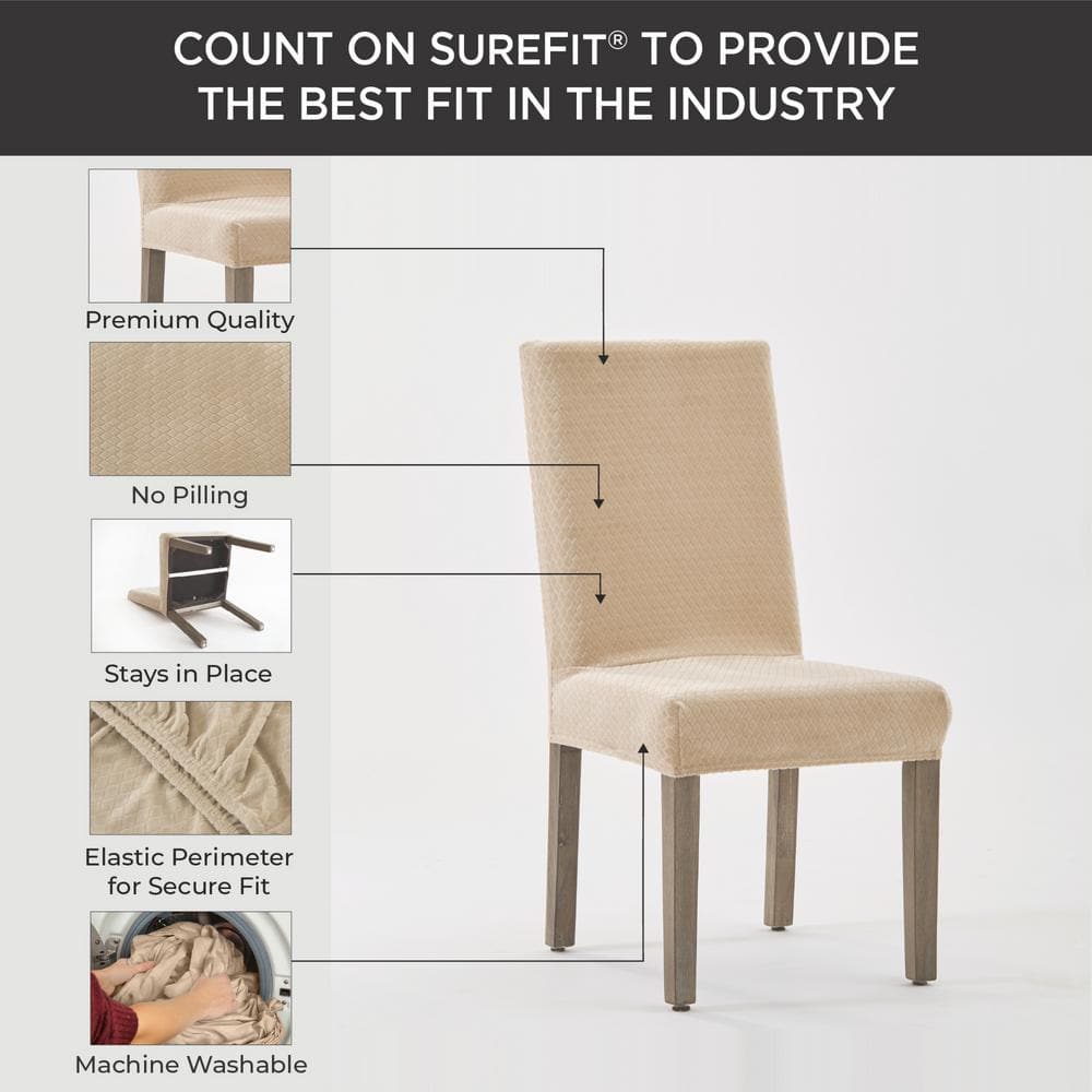 Light Gray Stretch Velvet Dining Chair Cover Set